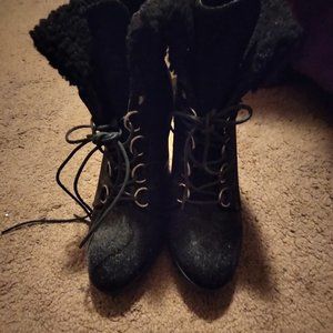 Black womens heeled boots